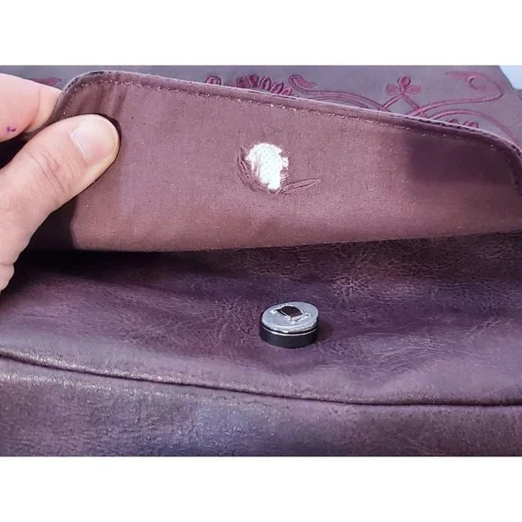 Circus for Sam Edelman Intricate Design Maroon Faux Leather Purse - Picture 6 of 8